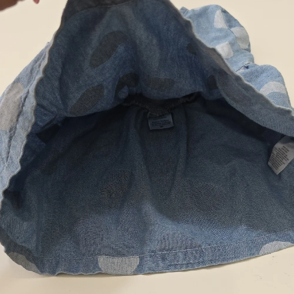 Carter's Baby Girls Blue Denim White Polka Dot Empire Waist Dress Size 9M Summer